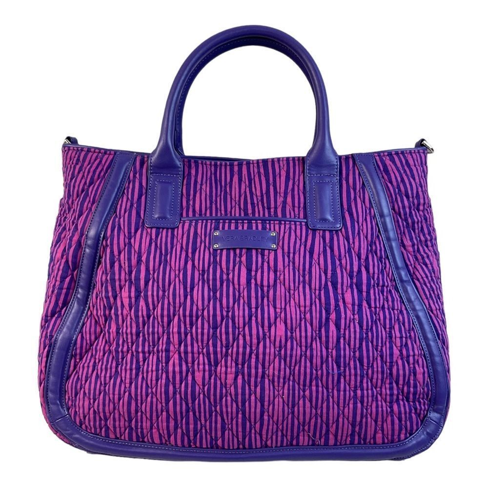 Vera Bradley Women’s Vintage Purple Impressionists Stripe Print Handbag Size L
